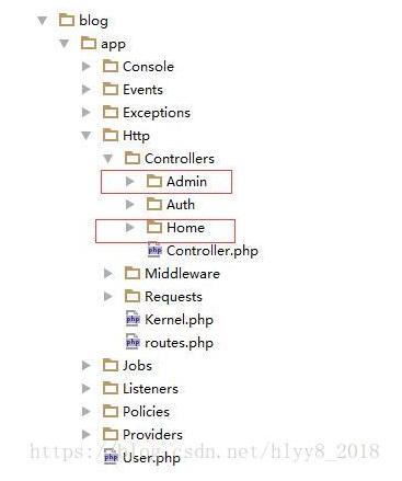laravel 实现划分admin和home 模块分组