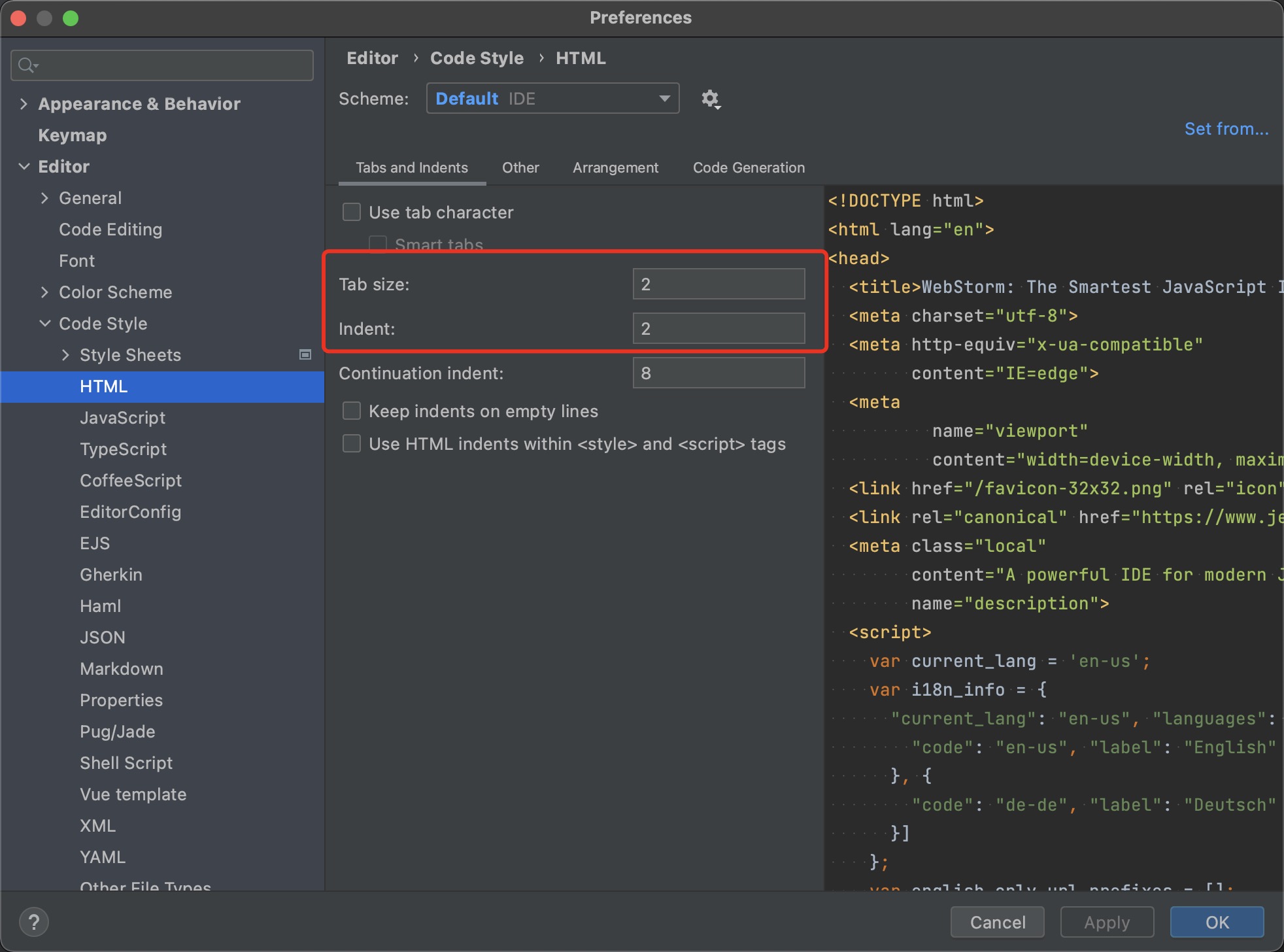 vue模板配置与webstorm代码格式规范设置