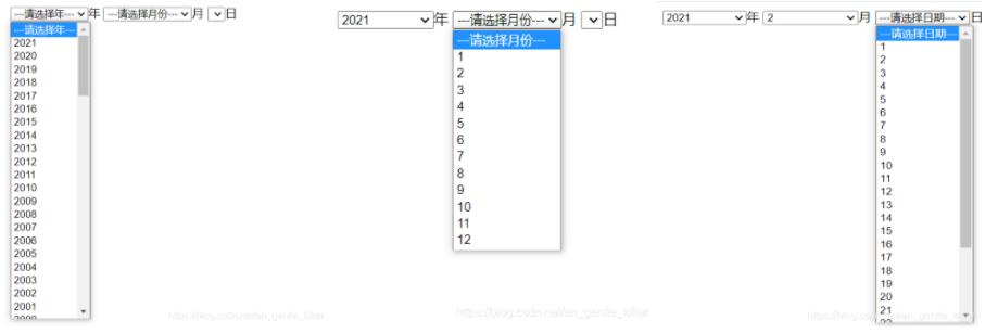 基于JavaScript实现年月日三级联动