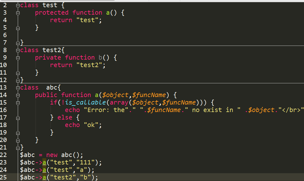 php判断某个方法是否存在函数function_exists (),method_exists()与is_callable()区别与用法解析