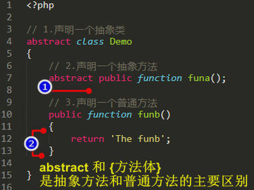 php抽象方法和普通方法的区别点总结