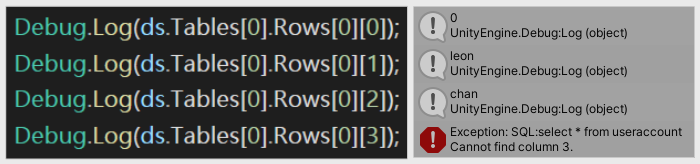 Unity连接MySQL并读取表格数据的实现代码