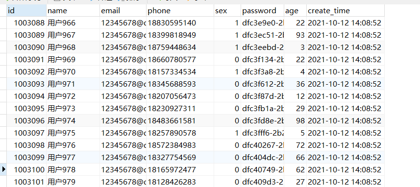 mysql自动插入百万模拟数据的操作代码