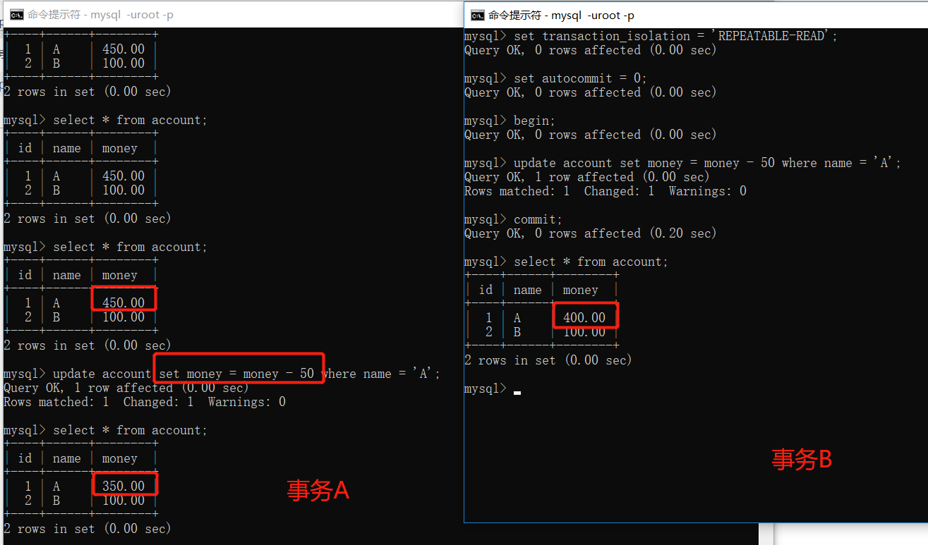 mysql的事务，隔离级别和锁用法实例分析