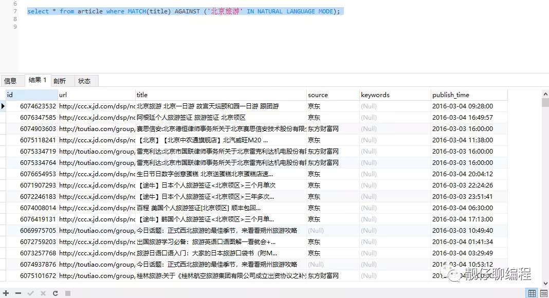 Mysql实现简易版搜索引擎的示例代码