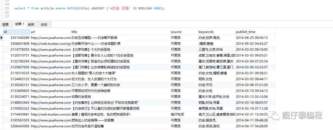 Mysql实现简易版搜索引擎的示例代码