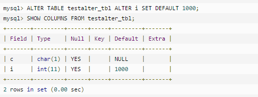 MySQL ALTER命令知识点汇总