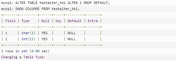 MySQL ALTER命令知识点汇总