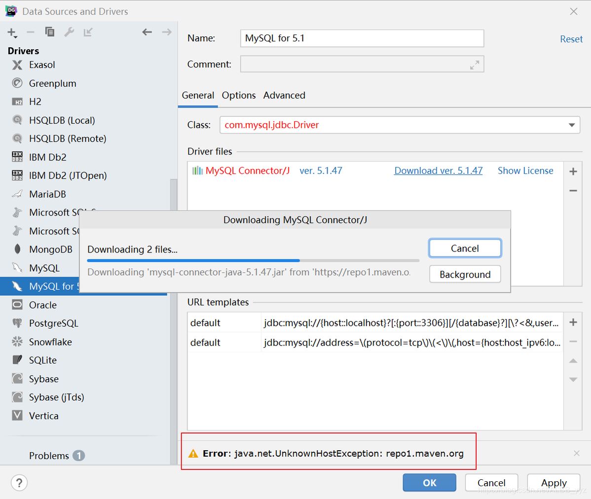 Datagrip2020下载MySQL驱动失败的问题