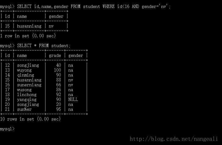 Mysql带And关键字的多条件查询语句