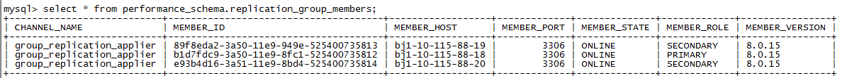 MySQL 8.0.15配置MGR单主多从的方法