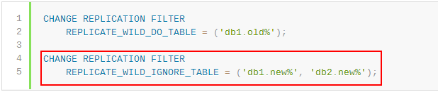 mysql 如何动态修改复制过滤器