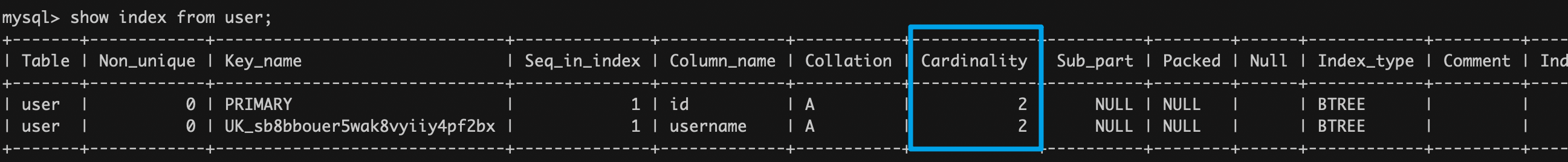 浅析MySQL的基数统计