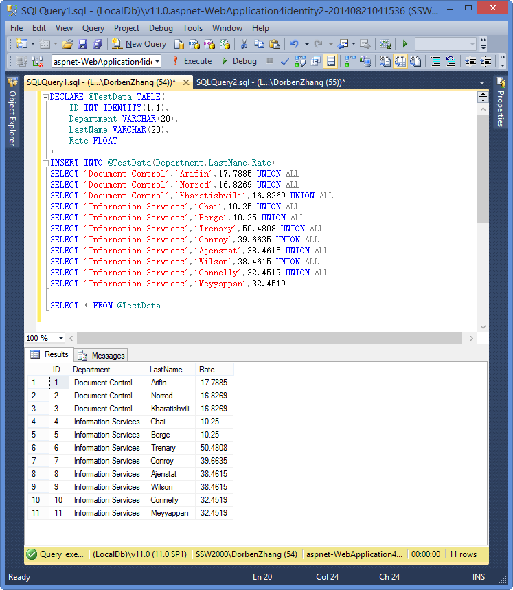 SqlServer2012中First_Value函数简单分析