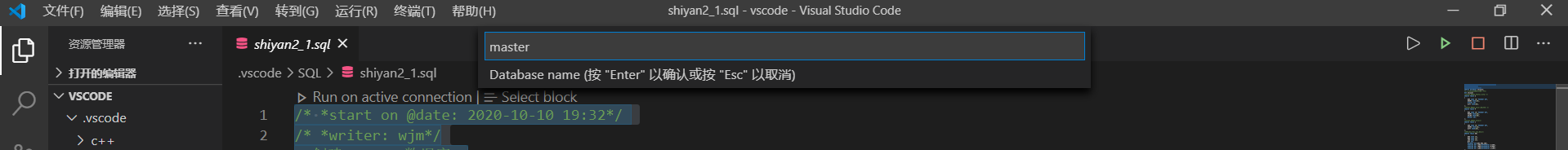 Vscode上使用SQL的方法