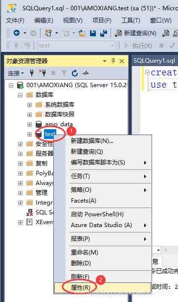 SQLServer2019 数据库的基本使用之图形化界面操作的实现