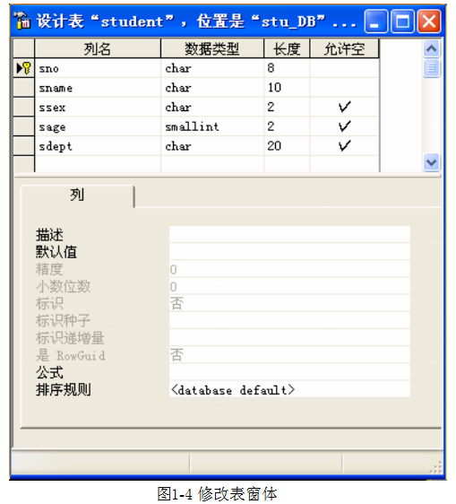 数据库表的创建、管理和数据操作(实验一)